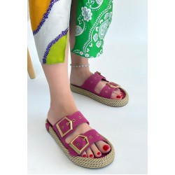 Loera Pemba Nubuk Çift Tokalı Terlik