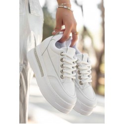 Lulu Beyaz Cilt Bağcıklı Spor Ayakkabı