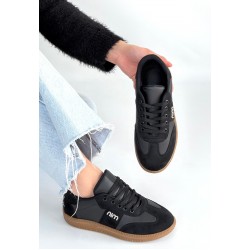 Lunga Siyah Cilt Bağcıklı Spor Ayakkabı