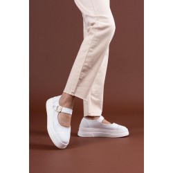 Lunni Beyaz Keten Spor Ayakkabı