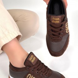 Marje Kahverengi Cilt Bağcıklı Spor Ayakkabı