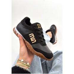 Marje Siyah Cilt Bağcıklı Spor Ayakkabı