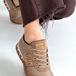 Marje Vizon Cilt Bağcıklı Spor Ayakkabı