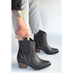 Matin Siyah Cilt Topuklu Bot