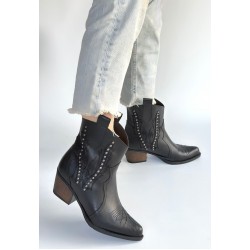 Matin Siyah Cilt Topuklu Bot