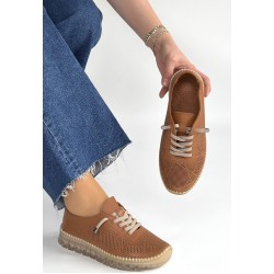 Merja Taba Deri Bağcıklı Spor Ayakkabı