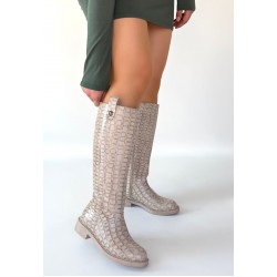 Metta Bej Cilt Desenli Çizme