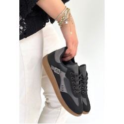 Mier Siyah Cilt Bağcıklı Spor Ayakkabı