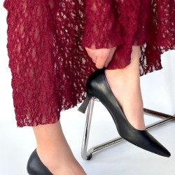 Mırta Siyah Cilt Topuklu Ayakkabı