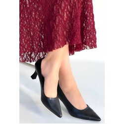 Mırta Siyah Cilt Topuklu Ayakkabı