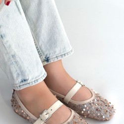 Moden Bej Süet Babae Ayakkabı