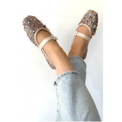 Moden Bej Süet Babae Ayakkabı