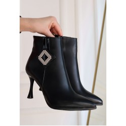 Moose Siyah Cilt Topuklu Bot