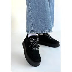 Muden Siyah Süet Bağcıklı Bot