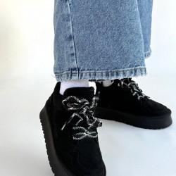 Muden Siyah Süet Bağcıklı Bot