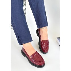 Narli Bordo Rugan Oxford Ayakkabı