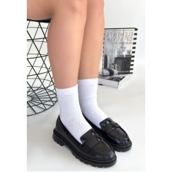 Narli Siyah Rugan Oxford Ayakkabı