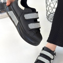 Nino Siyah Cilt Cırt Cırtlı Spor Ayakkabı