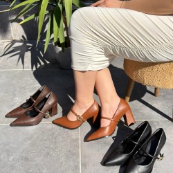 Nıvra Siyah Cilt Topuklu Ayakkabı