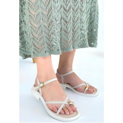 Nordi Bej Cilt Kemerli Sandalet