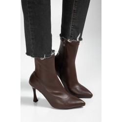 Orjen Kahverengi Cilt Streç Topuklu Bot