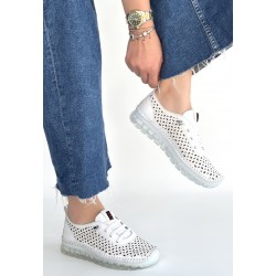 Otja Beyaz Deri Lazerli Bağcıklı Spor Ayakkabı