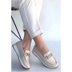 Otra Bej Cilt Babet Ayakkabı