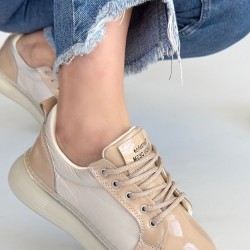 Piona Bej Rugan Bağcıklı Spor Ayakkabı