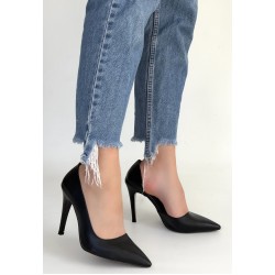 Pley Siyah Cilt Stiletto Ayakkabı
