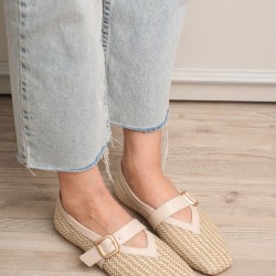 Ponti Bej Cilt Hasır Detaylı Babet Ayakkabı