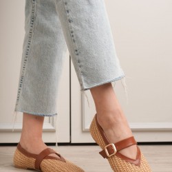 Ponti Taba Cilt Hasır Detaylı Babet Ayakkabı