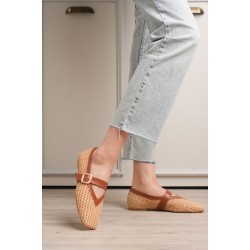 Ponti Taba Cilt Hasır Detaylı Babet Ayakkabı