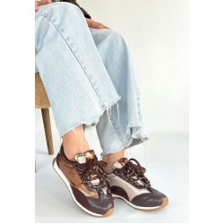 Ranu Kahverengi Cilt Paraşüt Detaylı Bağcıklı Spor Ayakkabı