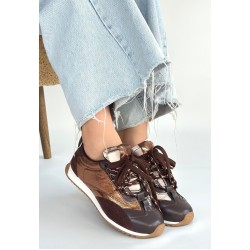 Reat Kahverengi Cilt Bağcıklı  Paraşüt Detaylı Spor Ayakkabı