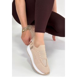 Renji Bej Triko Bağcıklı Spor Ayakkabı