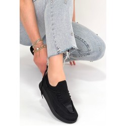 Renji Siyah Triko Bağcıklı Spor Ayakkabı