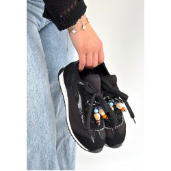 Riaf Siyah Cilt Bağcıklı Spor Ayakkabı