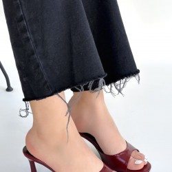 Ribay Bordo Rugan Topuklu Terlik