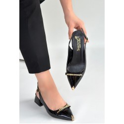 Ricy Siyah Rugan Topuklu Ayakkabı