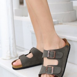 Rıno Haki Yeşil Nubuk Terlik