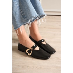 Signa Siyah Cilt Babet Ayakkabı