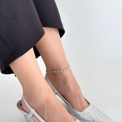 Sione Gümüş Cilt Topuklu Ayakkabı