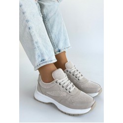 Slar Bej Cilt Bağcıklı Spor Ayakkabı