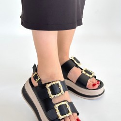 Stan Siyah Cilt Sandalet