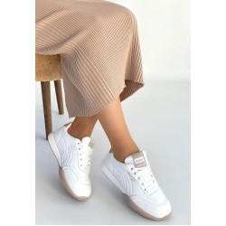 Tawen Beyaz Cilt Bağcıklı Spor Ayakkabı