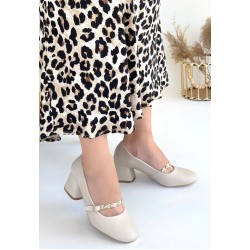 Tino Bej Cilt Topuklu Ayakkabı