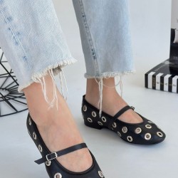 Tinta Siyah Cilt Babet Ayakkabı