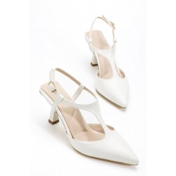 Tula Beyaz Rugan Topuklu Ayakkabı