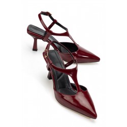 Tula Bordo Rugan Topuklu Ayakkabı