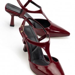 Tula Bordo Rugan Topuklu Ayakkabı